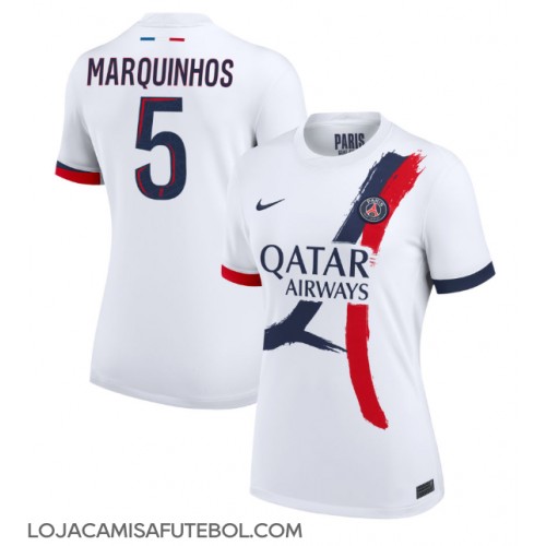 Camisa de Futebol Paris Saint-Germain Marquinhos #5 Equipamento Secundário Mulheres 2024-25 Manga Curta